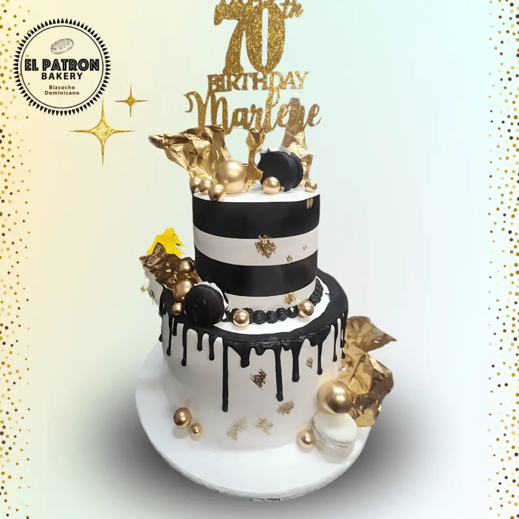 Golden Black and White Cake Theme