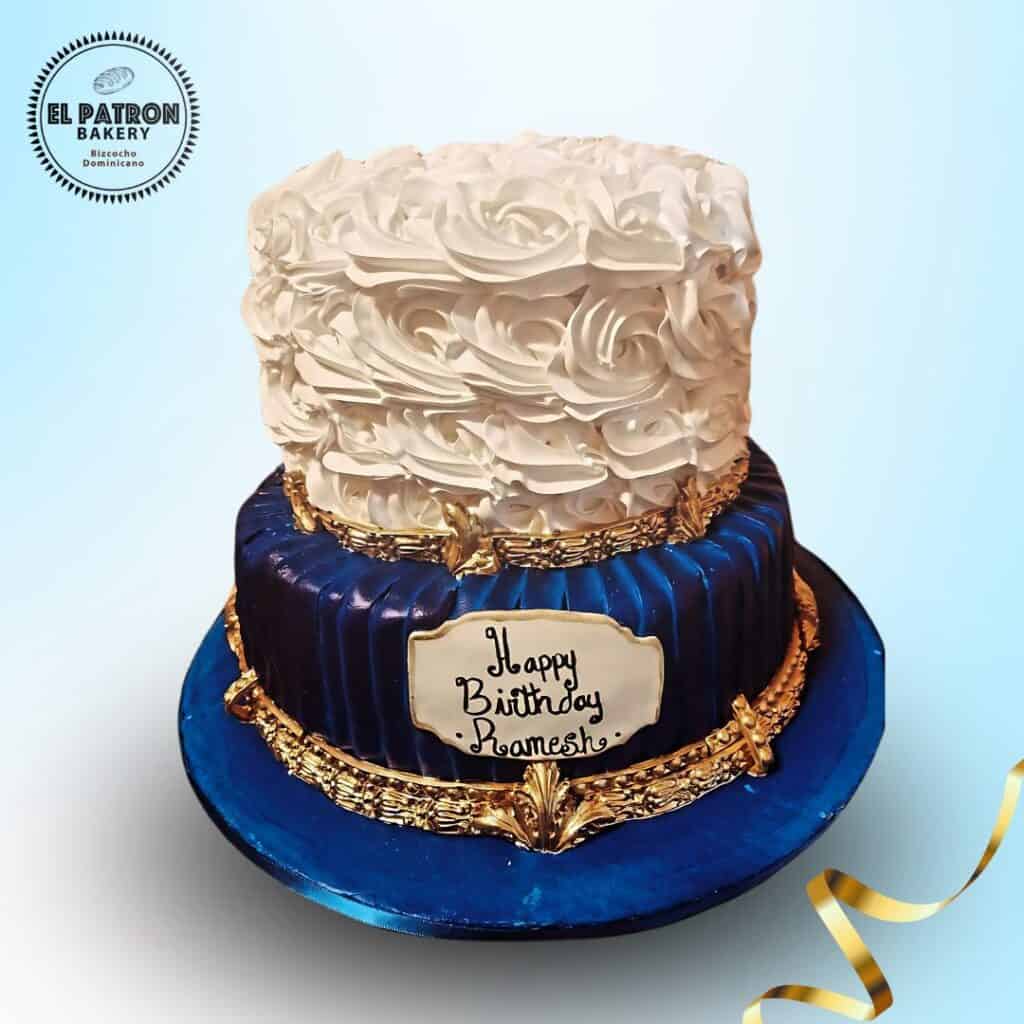 Blue, White, and Gold Custom Cake