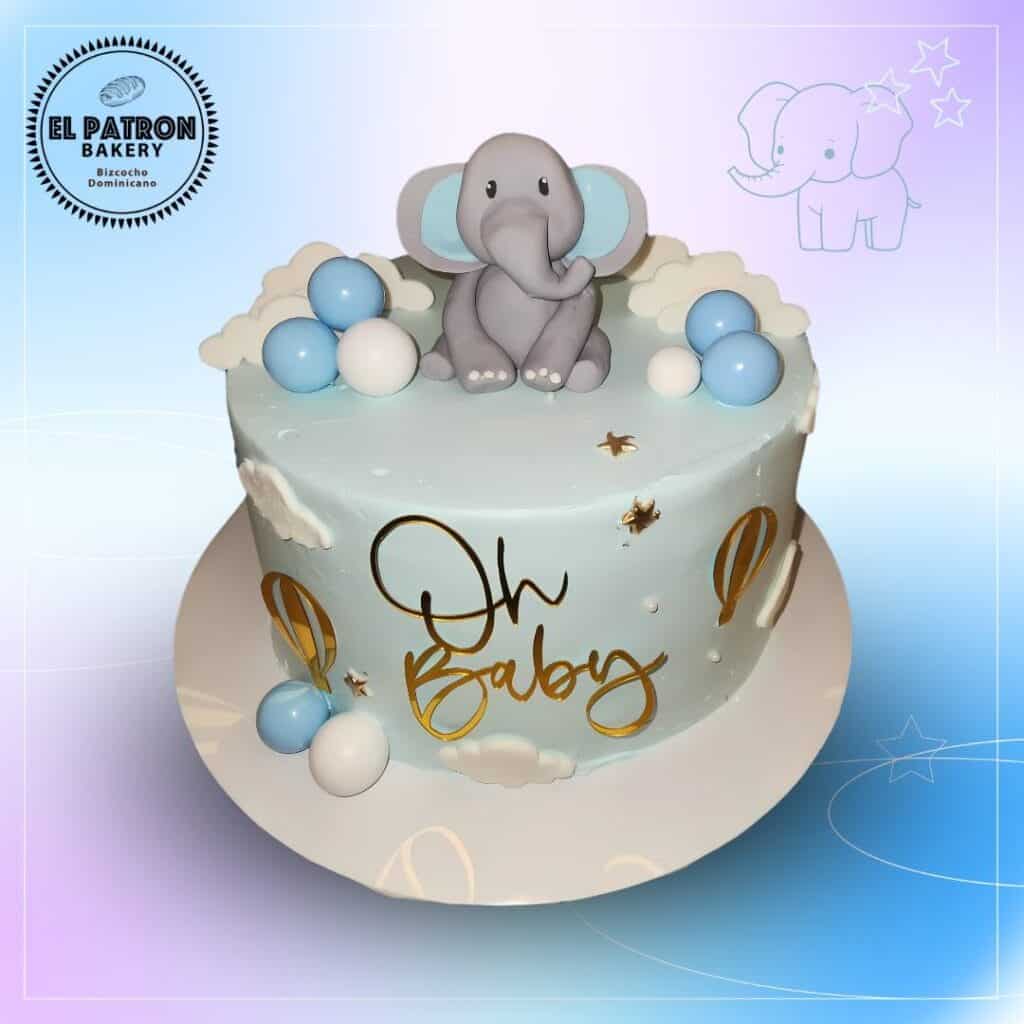 Baby Blue Elephant Themed Cake